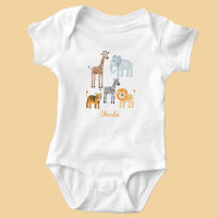 Cute Baby Safari Dier Waterverf Aangepaste Naam