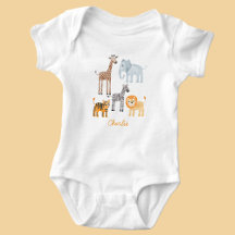 Cute Baby Safari Dier Waterverf Aangepaste Naam
