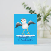 Cute baby sandpiper cartoon illustratie briefkaart (Staand voorkant)