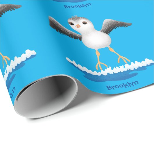 Cute baby sandpiper cartoon illustratie cadeaupapier (Rol Hoek)