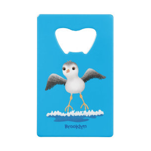 Cute baby sandpiper cartoon illustratie creditkaart flessenopener
