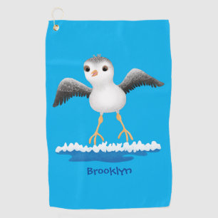 Cute baby sandpiper cartoon illustratie golfhanddoek