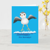 Cute baby sandpiper cartoon illustratie kaart (Gele Bloem)