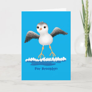 Cute baby sandpiper cartoon illustratie kaart