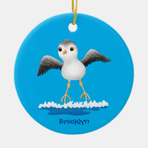 Cute baby sandpiper cartoon illustratie keramisch ornament