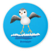 Cute baby sandpiper cartoon illustratie keramische knop (Voorkant)