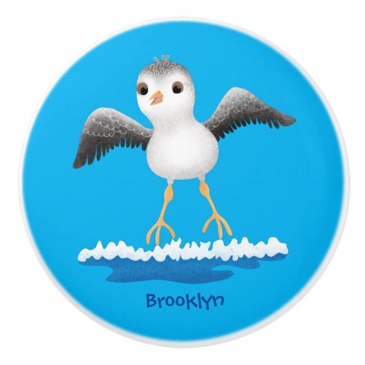 Cute baby sandpiper cartoon illustratie keramische knop (Voorkant)