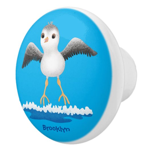 Cute baby sandpiper cartoon illustratie keramische knop (Rechts)