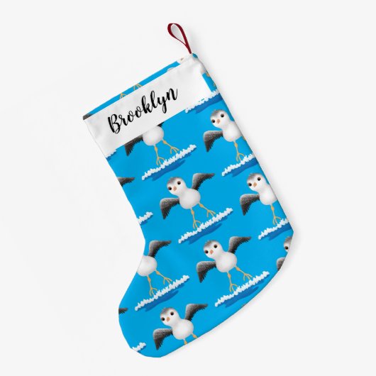 Cute baby sandpiper cartoon illustratie kleine kerstsok (Achterkant (Hangend))