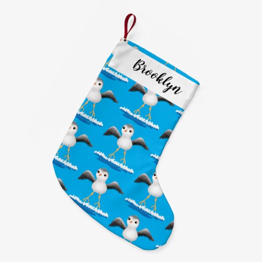 Cute baby sandpiper cartoon illustratie kleine kerstsok (Voorkant (Hangend))