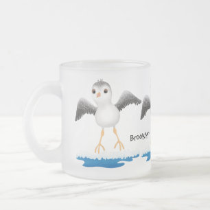 Cute baby sandpiper cartoon illustratie matglas koffiemok