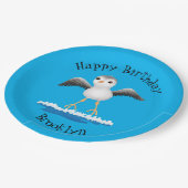 Cute baby sandpiper cartoon illustratie papieren bordje (Gekanteld)