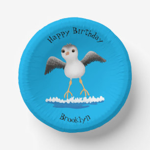 Cute baby sandpiper cartoon illustratie papieren kommen