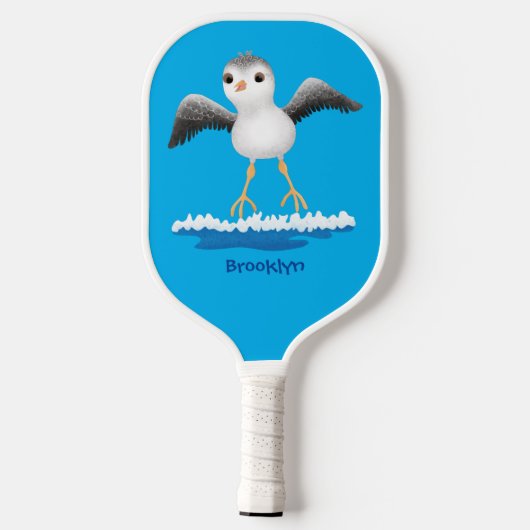 Cute baby sandpiper cartoon illustratie pickleball paddle (Achterkant)