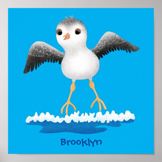 Cute baby sandpiper cartoon illustratie poster (Voorkant)