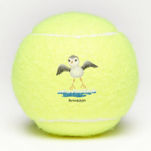 Cute baby sandpiper cartoon illustratie tennisballen