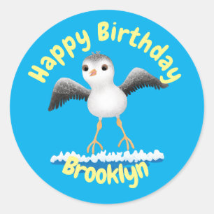 Cute baby sandpiper cartoon, klassiek r ronde sticker