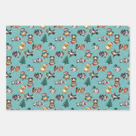 Cute Baby Santa Hat Animals Inpakpapier Vel