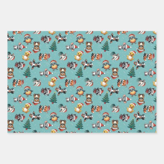 Cute Baby Santa Hat Animals Inpakpapier Vel (Voorkant)