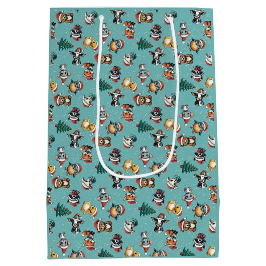 Cute Baby Santa Hat Animals Medium Cadeauzakje (Achterkant)