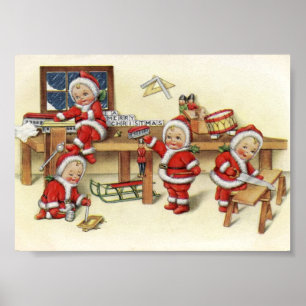 Cute  Baby Santa Illustration Poster