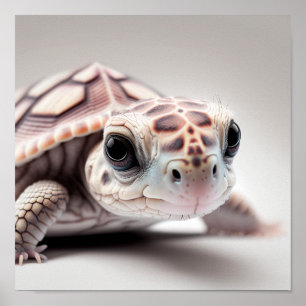 Cute Baby Schildpad Portret    Vierkant 1:1 Poster