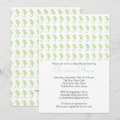 Cute Baby Seahorse Boy Baby Shower Invitations Kaart (Voorkant / Achterkant)