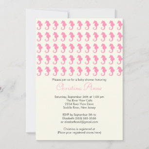 Cute Baby Seahorse Girl Baby Shower Invitations Kaart
