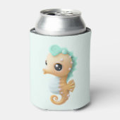 Cute baby seahorse in Blauwgroen en wit Blikjeskoeler (Blikje Voorkant)