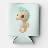 Cute baby seahorse in Blauwgroen en wit Blikjeskoeler (Voorkant)