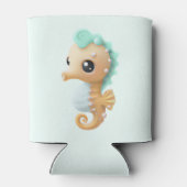 Cute baby seahorse in Blauwgroen en wit Blikjeskoeler (Achterkant)