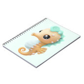 Cute baby seahorse in Blauwgroen en wit Notitieboek (Linkerzijde)