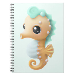 Cute baby seahorse in Blauwgroen en wit Notitieboek
