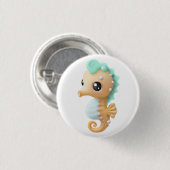 Cute baby seahorse in Blauwgroen en wit Ronde Button 3,2 Cm (Voorkant /achterkant)