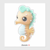 Cute baby seahorse in Blauwgroen en wit Sticker (Vel)