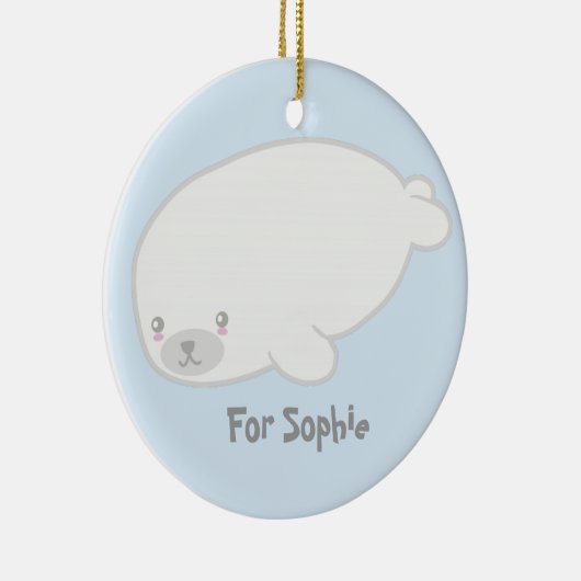 Cute Baby Seal Personalized Ornament (Rechts)