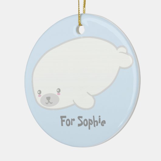 Cute Baby Seal Personalized Ornament (Links)