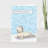 Cute Baby Seal Persoonlijke Happy Birthday Kaart (Voorkant)