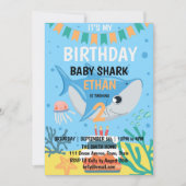 Cute Baby Shark Birthday Party Invitation Kaart (Voorkant)