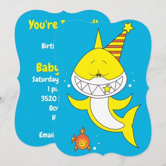 Cute Baby Shark Cartoon Kaart (Voorkant / Achterkant)