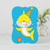 Cute Baby Shark Cartoon Kaart (Staand voorkant)