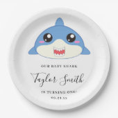 Cute Baby Shark verjaardagsfeest uitnodiging Papieren Bordje (Voorkant)