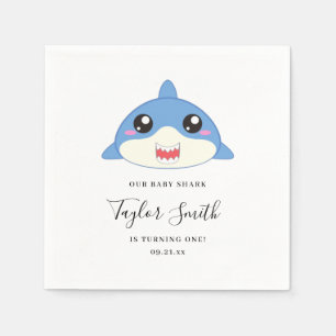 Cute Baby Shark Verjaardagsfeestje Servet