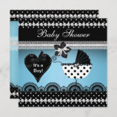 Cute Baby shower Baby Blue Black Spot 2 Kaart (Voorkant / Achterkant)