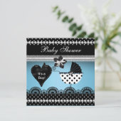 Cute Baby shower Baby Blue Black Spot 2 Kaart (Staand voorkant)