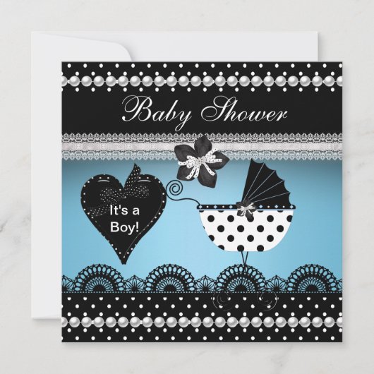 Cute Baby shower Baby Blue Black Spot 2 Kaart (Voorkant)
