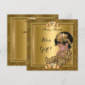 Cute Baby shower Baby Girl Leopard Gold Kaart (Voorkant / Achterkant)