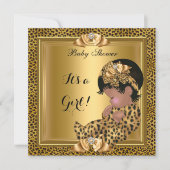 Cute Baby shower Baby Girl Leopard Gold Kaart (Voorkant)