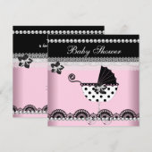 Cute Baby shower Baby Girl Pink Black Pearl Kaart (Voorkant / Achterkant)
