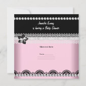 Cute Baby shower Baby Girl Pink Black Pearl Kaart (Achterkant)